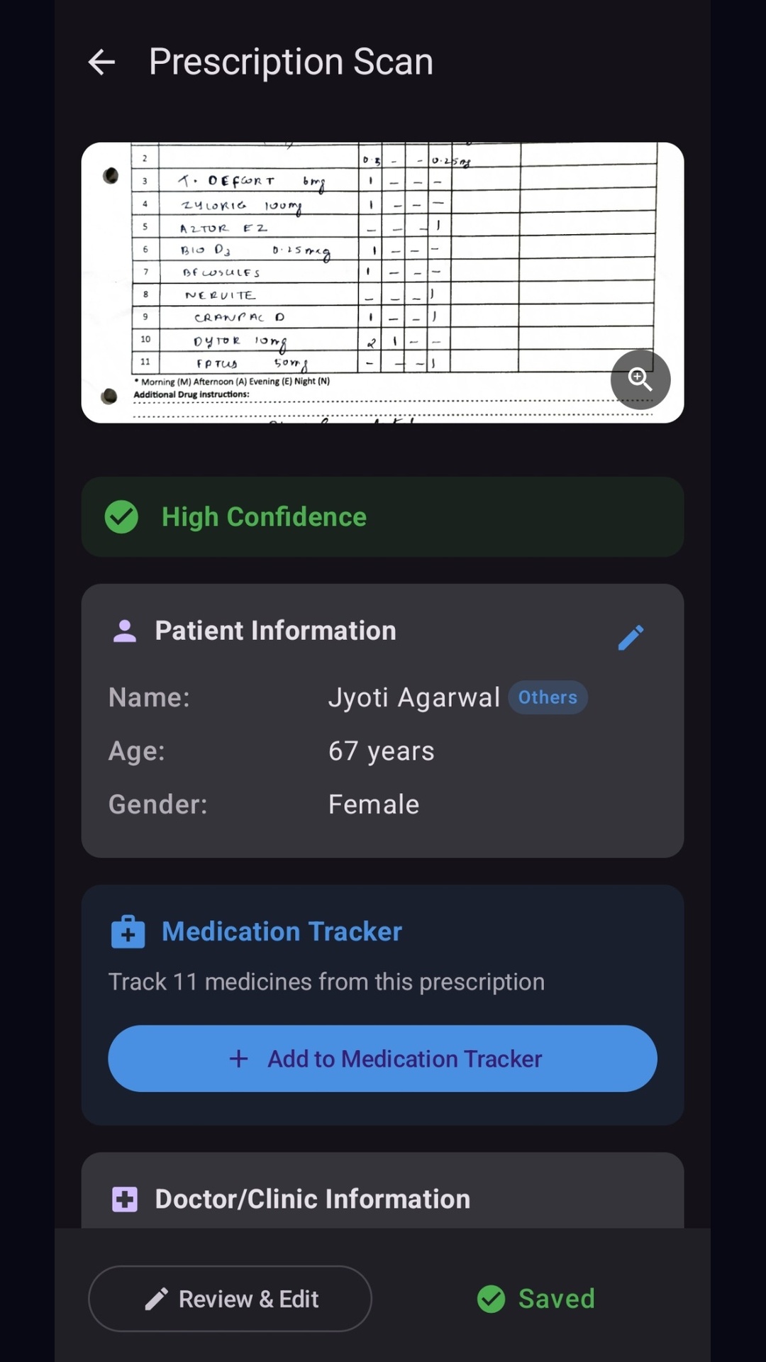Zestful prescription scan with parsed medications